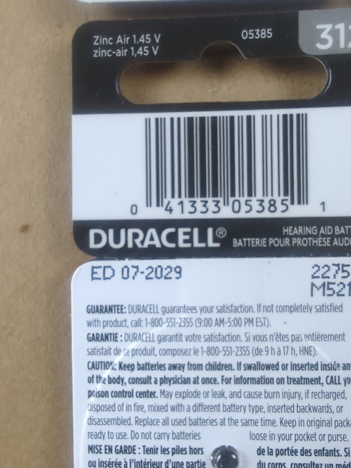 Duracell Hearing Aid Size 312 Batteries, 32 Count Exp. Date Is 7/2029