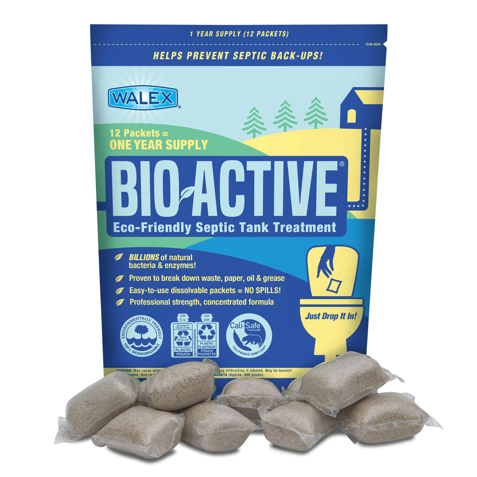 Septic Tank Treatment Bio Active 1 Year Supply 12 Pack Walex BIO-31112 Home
