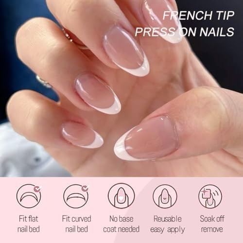 9 Colors French Tip Press on Nails Short Almond Fake Nails French Nails Style-8