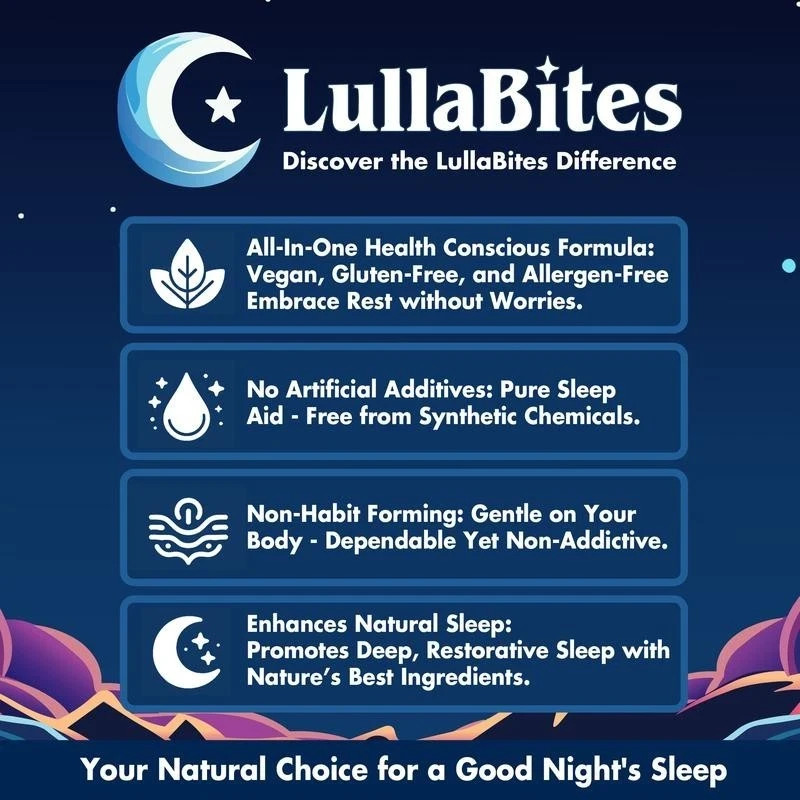 LullaBites Natural Sleep Gummies – 30 Servings -Sweet Strawberry Stars (Melatoni