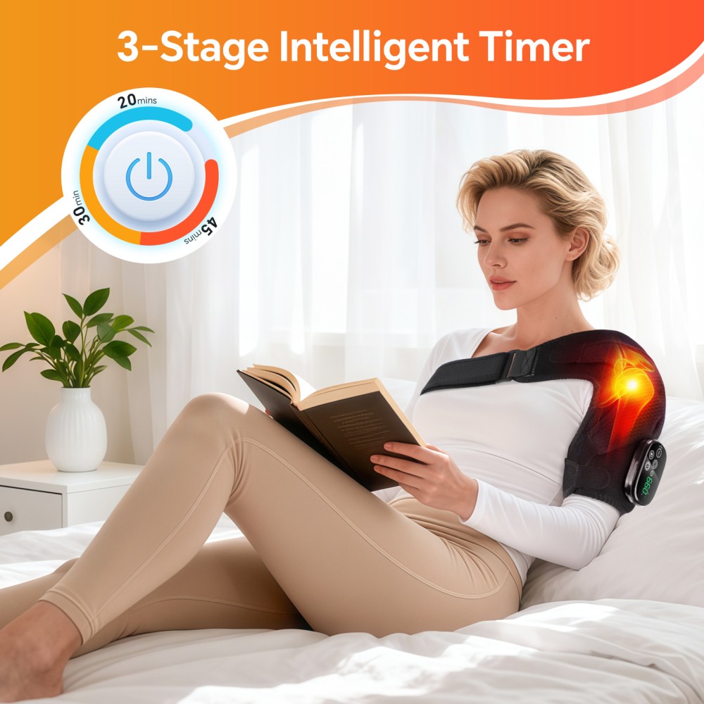 660nm & 850nm Red Light Therapy Heating Shoulder Massager Vibration Pain Relief