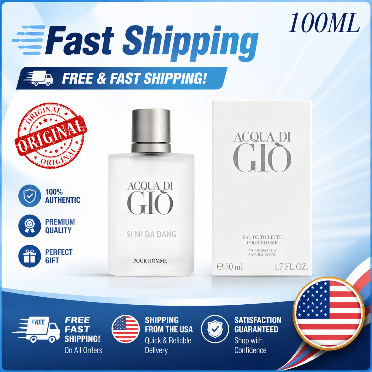 Giorgio Armani Aqua Di Gio Men’s 3.4 oz 100 ml EDT Classic Scent Brand New