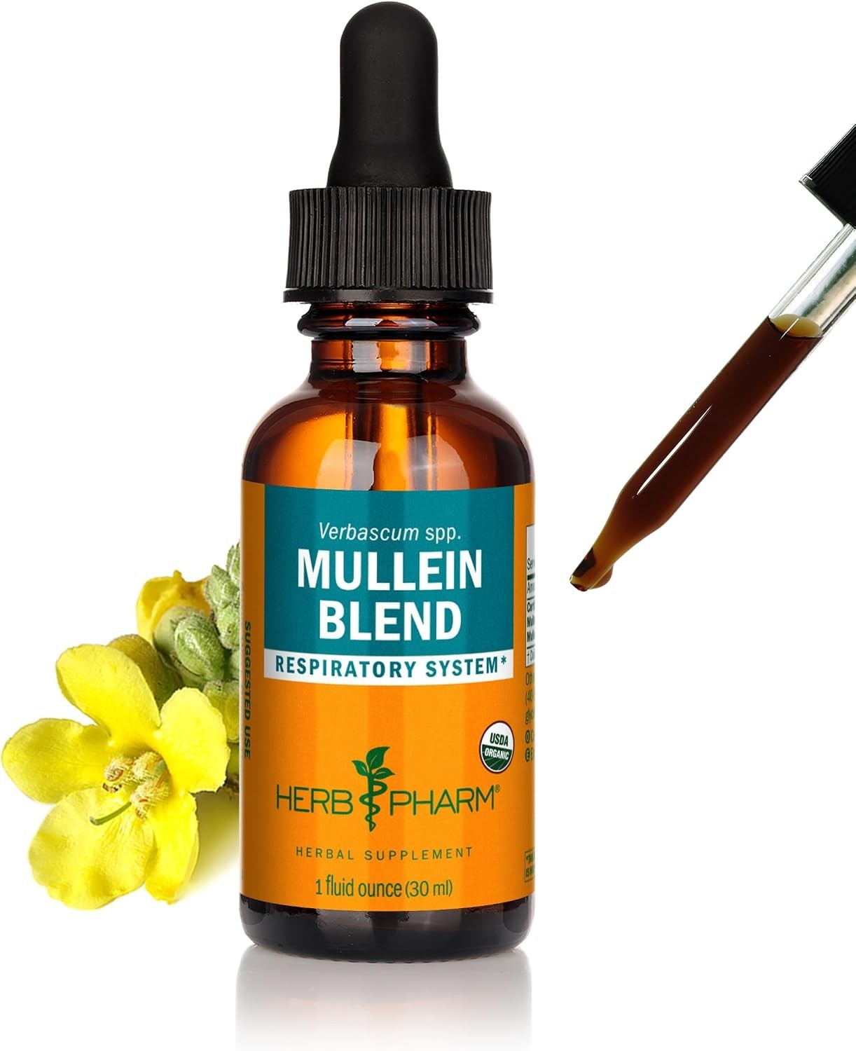 Fast-Absorbing Mullein Flower & Leaf Tincture – Organic Respiratory Support, 1oz