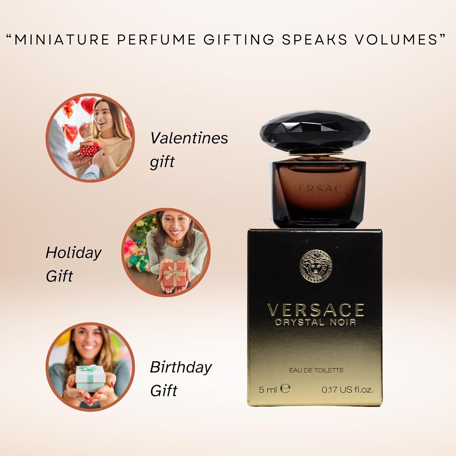 Mini Versace Crystal Noir 0.17oz/ 5ml Eau De Toilette for Women Brand New In Box