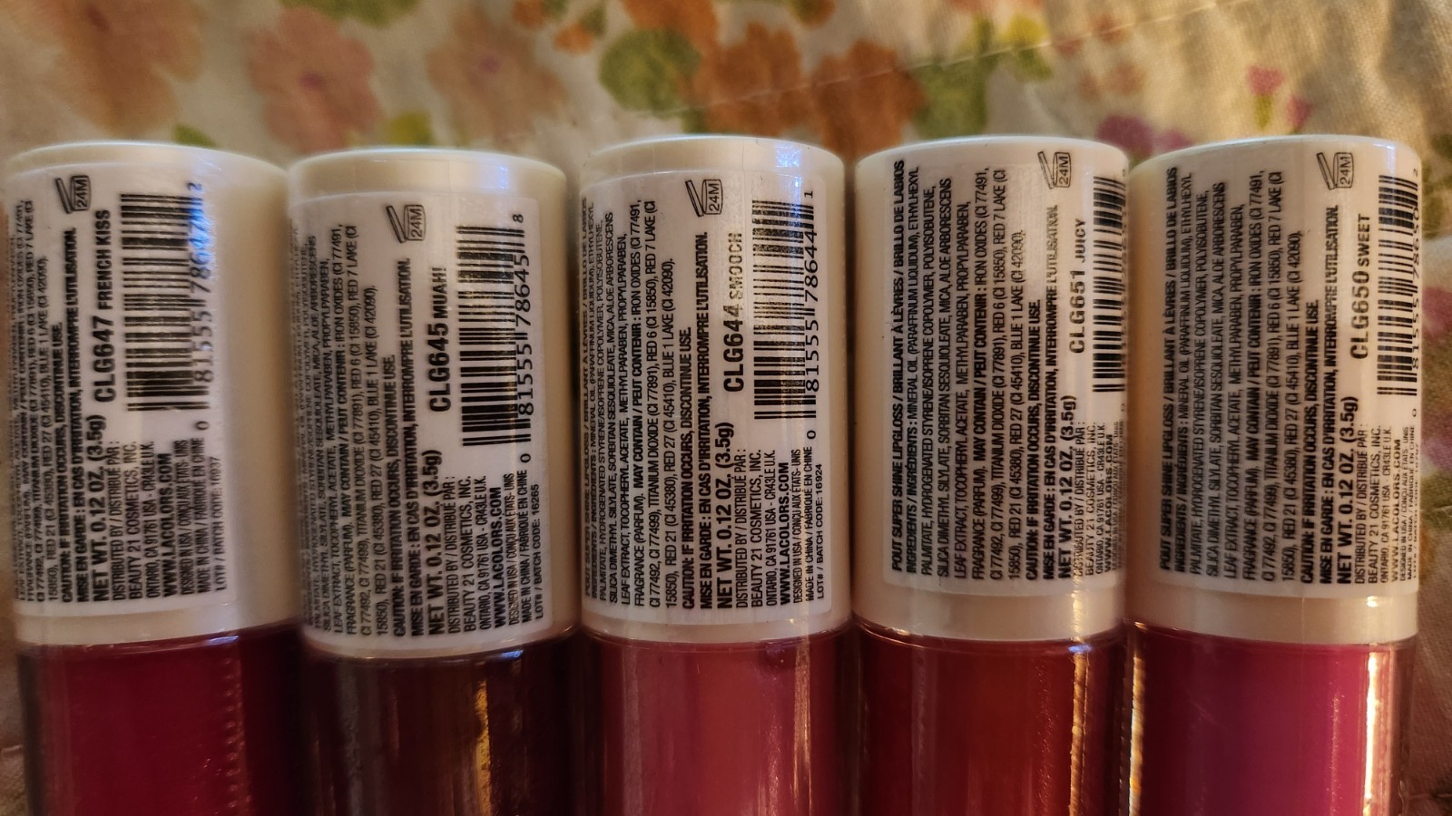 Lot of 5 L.A. Colors POUT Lipgloss SEALED Smooch Juicy French Kiss Sweet Muah!