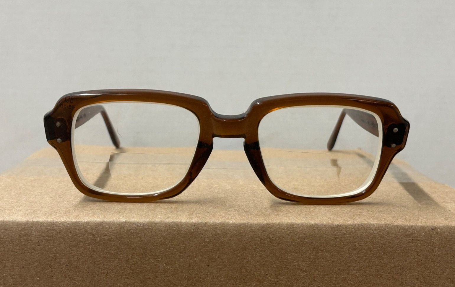 VTG Romco Military Issue Eyeglasses Frames Brown Square 4 1/4- 5 1/2 USS 48-20
