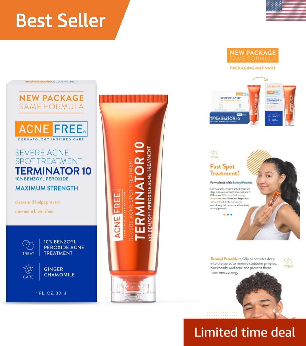Soothing and Effective Acne Treatment – Terminator 10 with 10% Benzoyl Peroxide