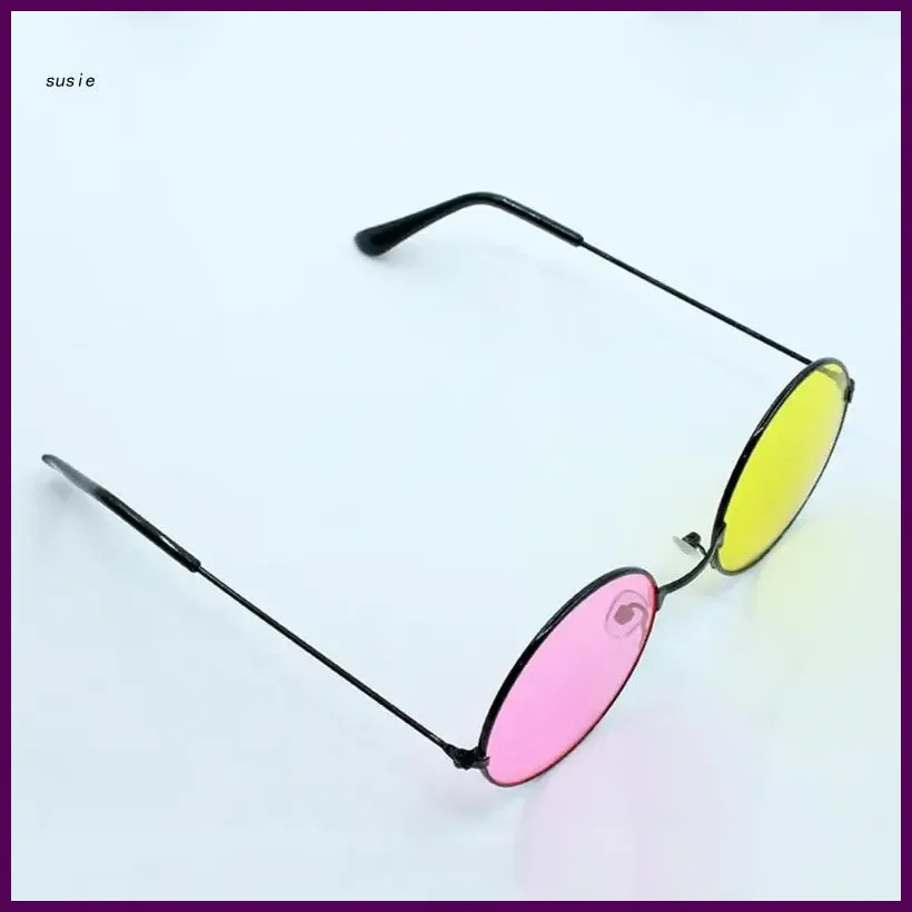 Vintage Round Frame Sunglasses for Cosplay Taking Photo Tool Mixed Color Glasses