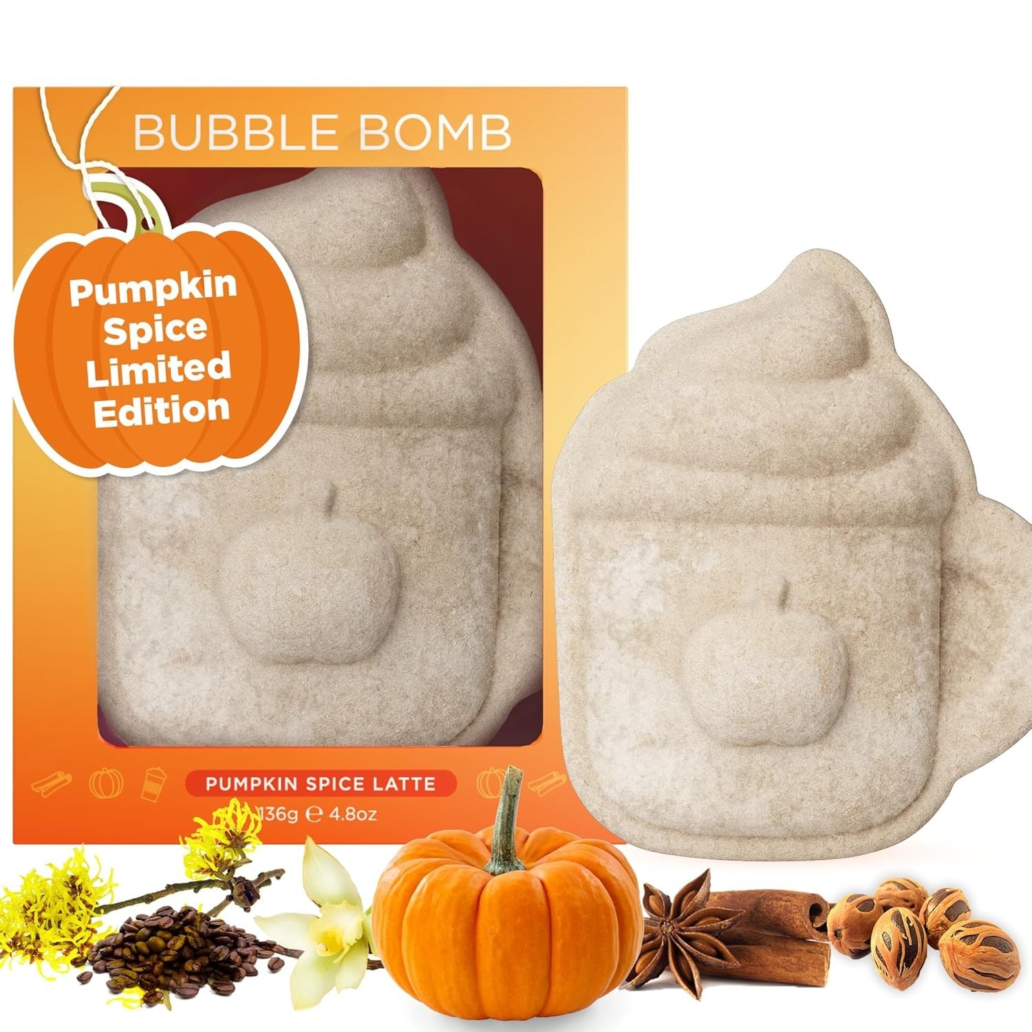 Pumpkin Spice Latte Bath Bomb for Relaxation – Giftable Spa Treat