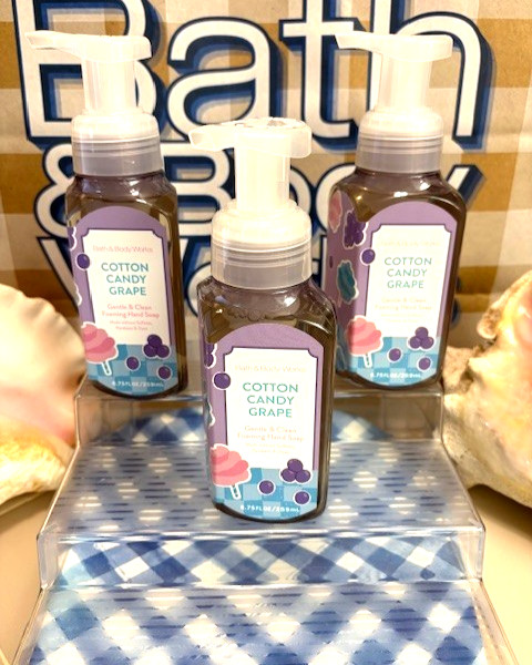 NEW! Bath & Body Works COTTON CANDY GRAPE Foaming Hand Soap x3 HTF!