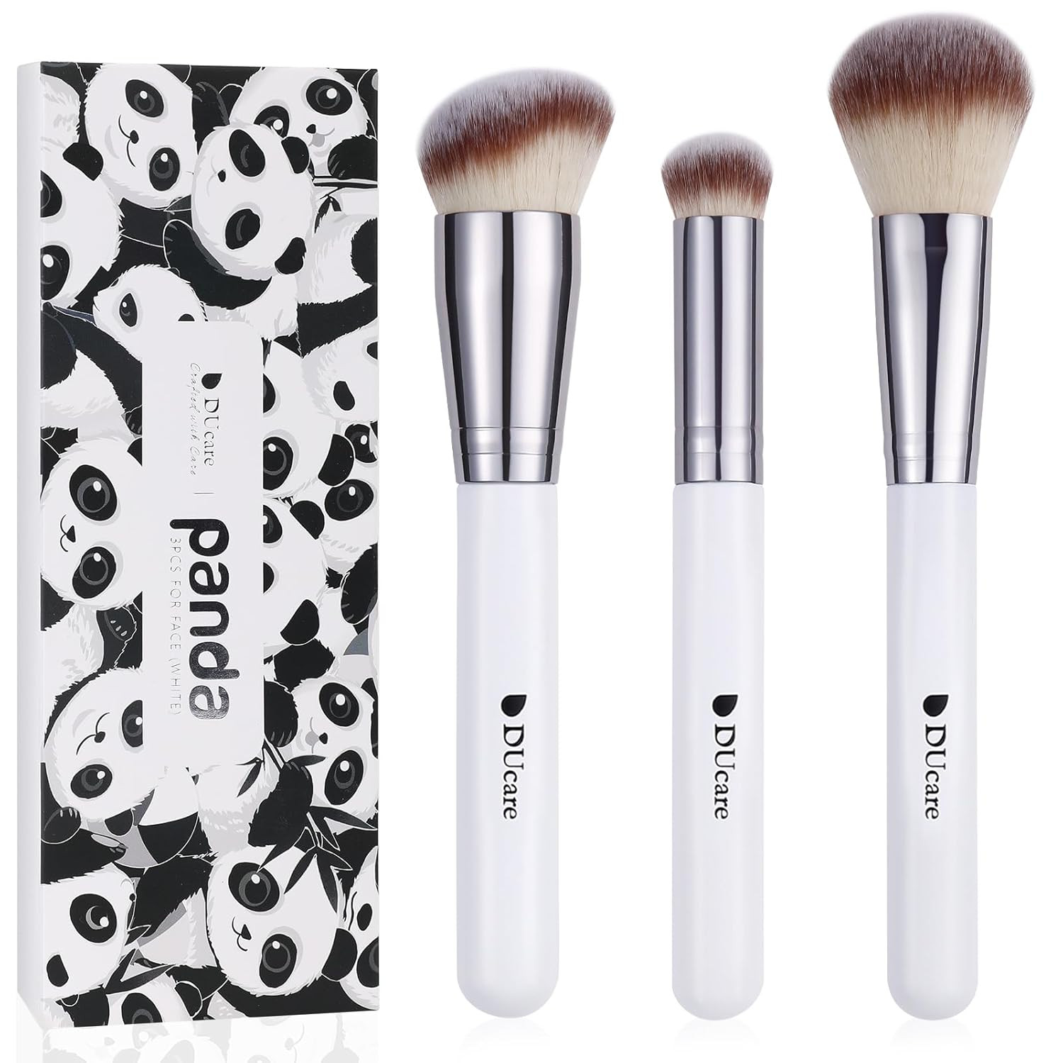3 Pcs Foundation Contour Blush Conceal Brush Set, 3PCS Angled Synthetic Kabuki B