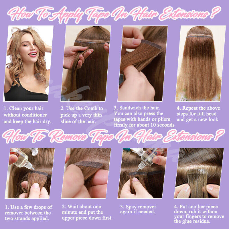 Thick 10/20/40/60pcs Tape In Remy Virgin Human Hair Extensions Russian Skin Weft