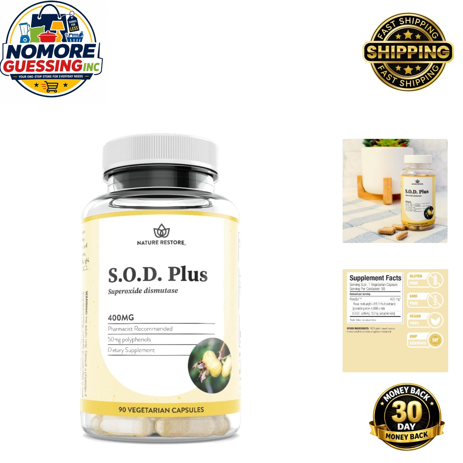 S.O.D. Antioxidant Capsules – 90 Count, & Non-GMO, Maximum Immune Support