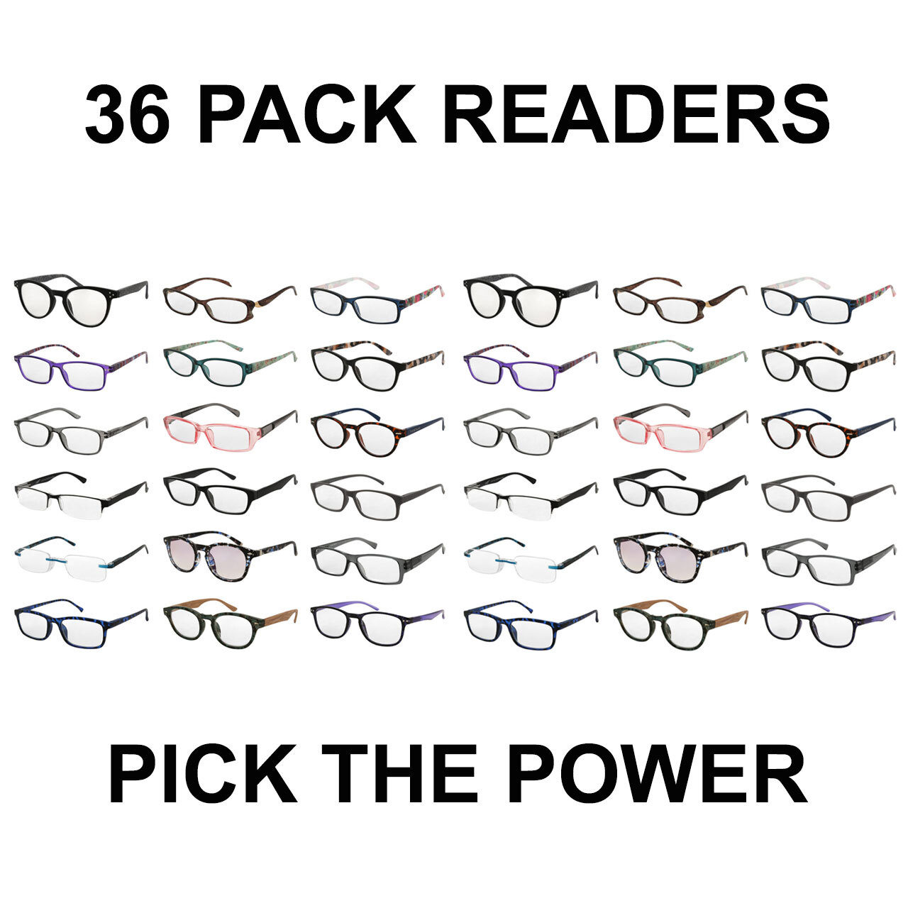 Reading Glasses 36 Pack Assorted Readers Pick The Power Wholesale Bulk Lot