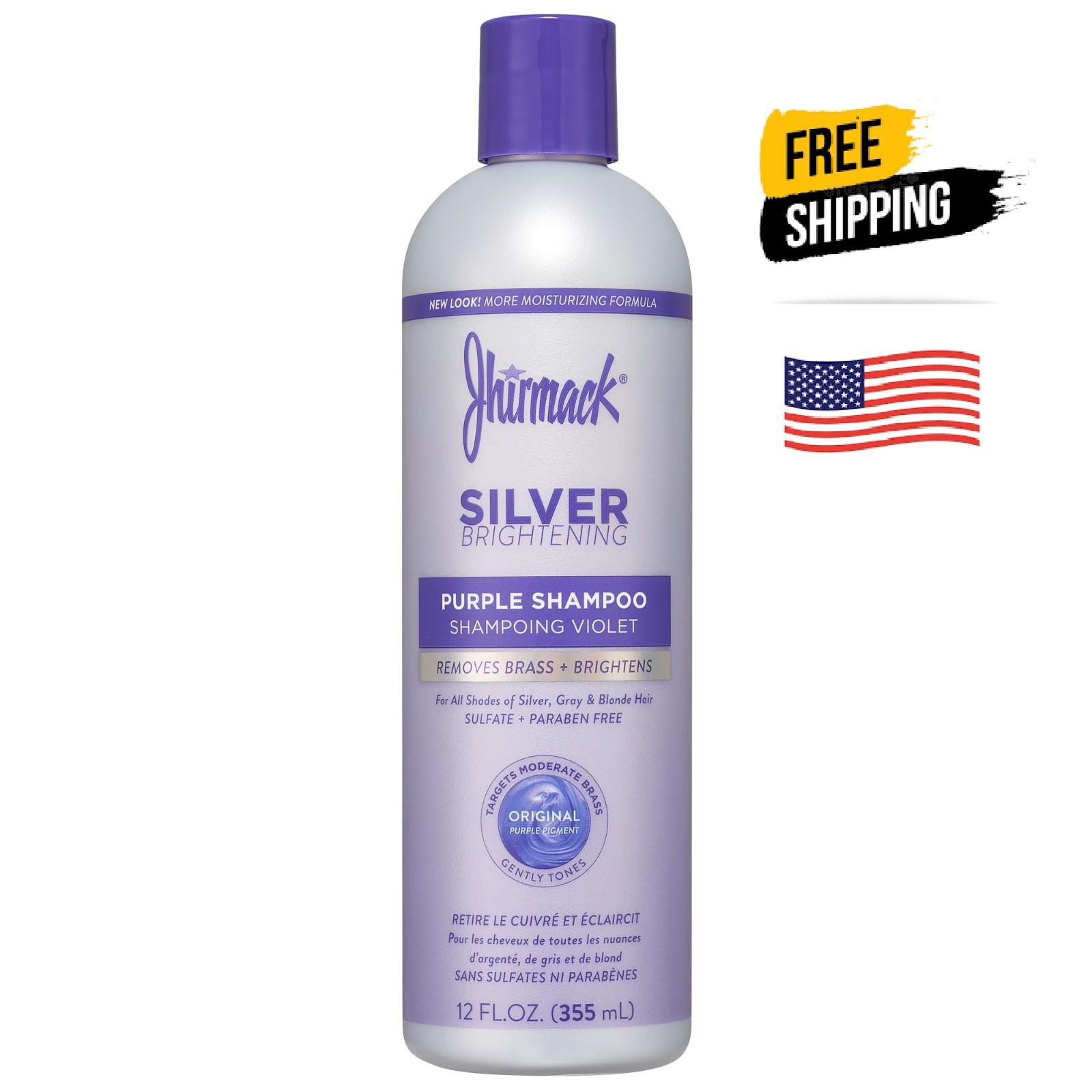 Jhirmack Silver Brightening Purple Toning Shampoo for All Shades of Silver and G