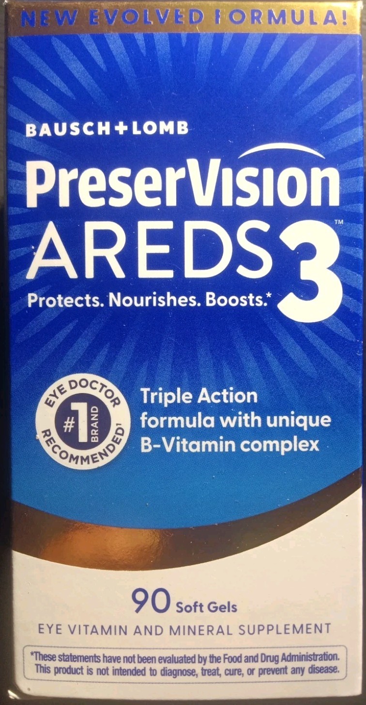 BAUSCH + LOMB PRESERVISION AREDS 3 EYE VITAMIN TRIPLE ACTION 90 X2 180 SOFT GELS