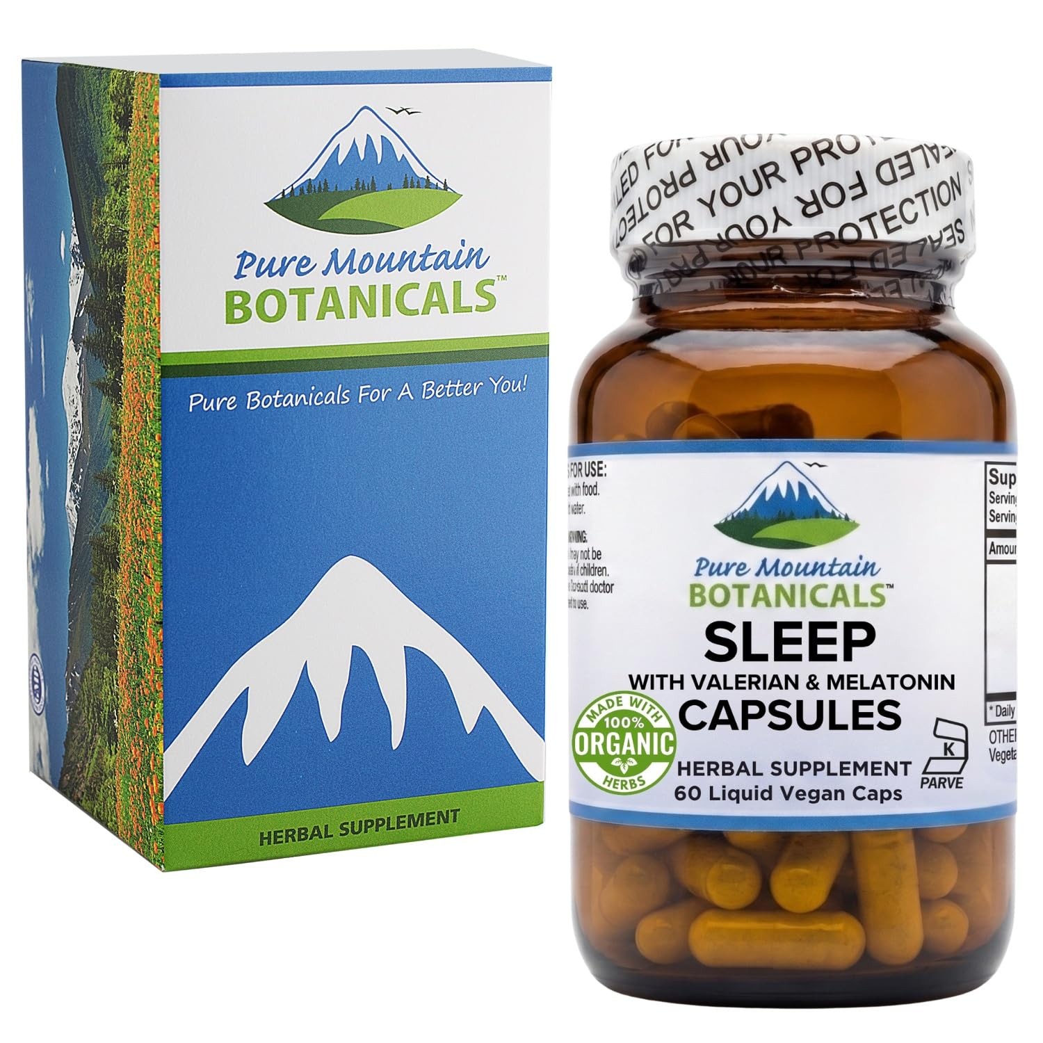Pure Mountain Botanicals Valerian Root and Hops Sleep Aid – with Organic