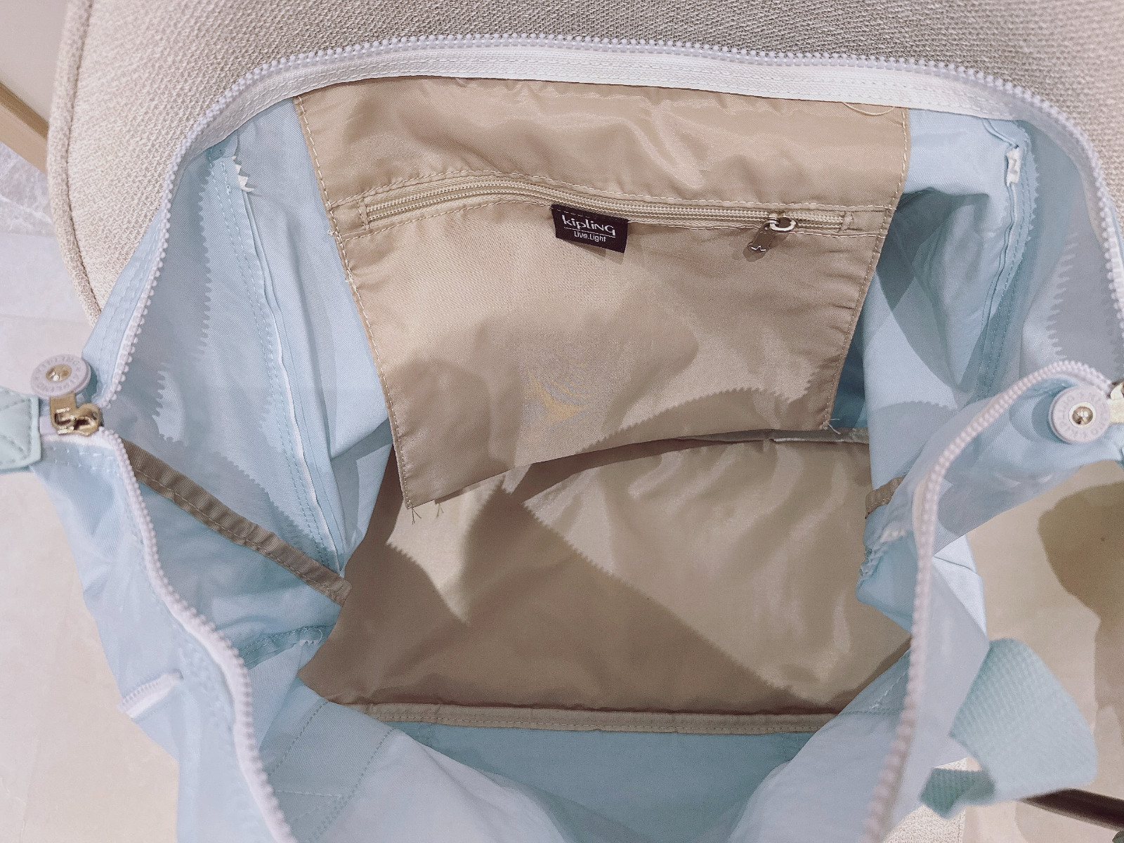 NWT Kipling Art Medium Tote Bag in Blue Extra Large Size light weight duffel