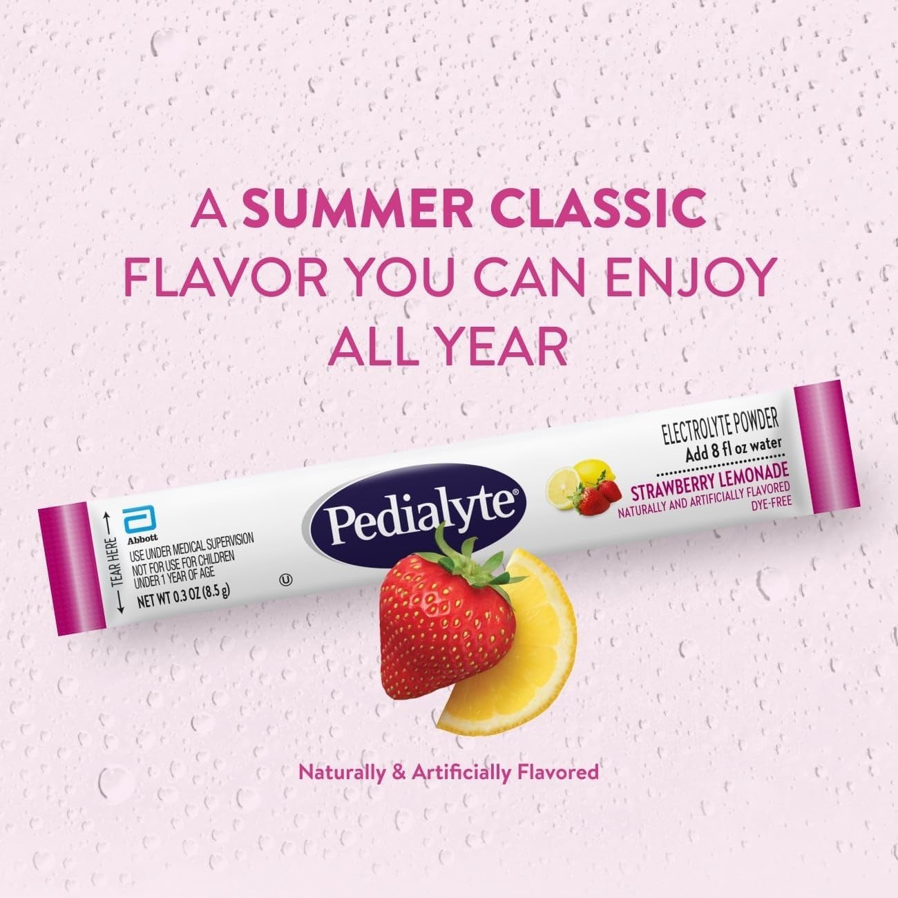 Dye-Free Electrolyte Powder – 8 Pack Strawberry Lemonade Hydration for All Ages