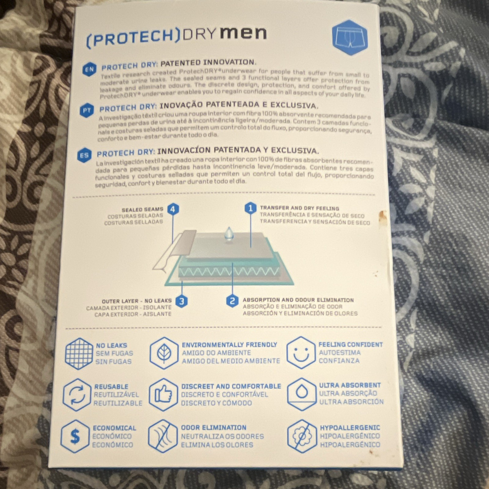 Protech Dry Men’s Incontinence Underwear XL Black 90ml Washable Reusable