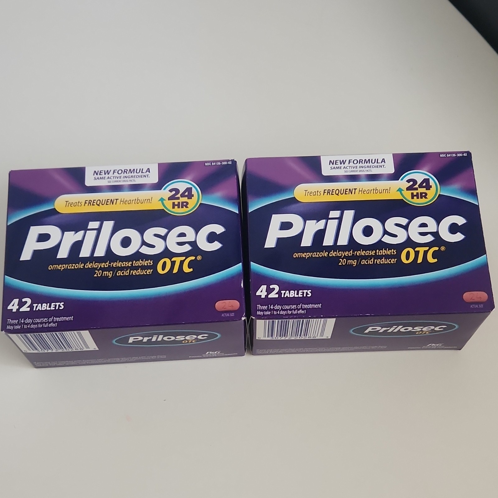 Prilosec OTC 24 HR Acid Reducer Omeprazole 20 mg Heartburn 42 Tablets Pack of 2
