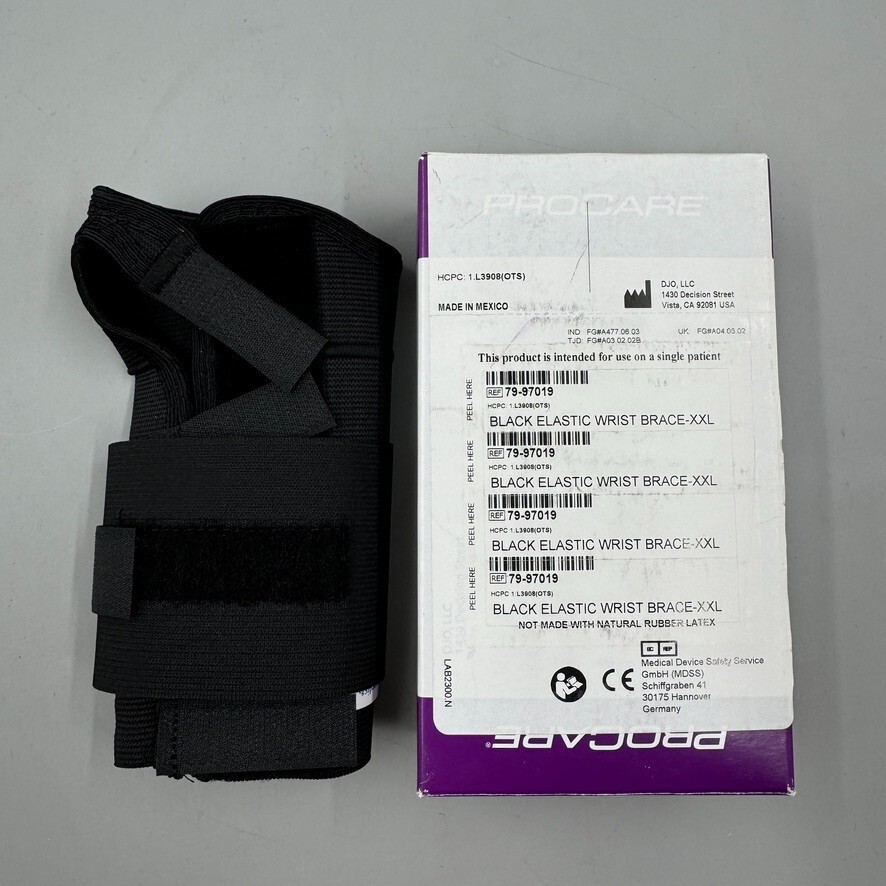 ProCare Black Elastic & Metal Wrist Brace Adult Unisex XXL 79-97019
