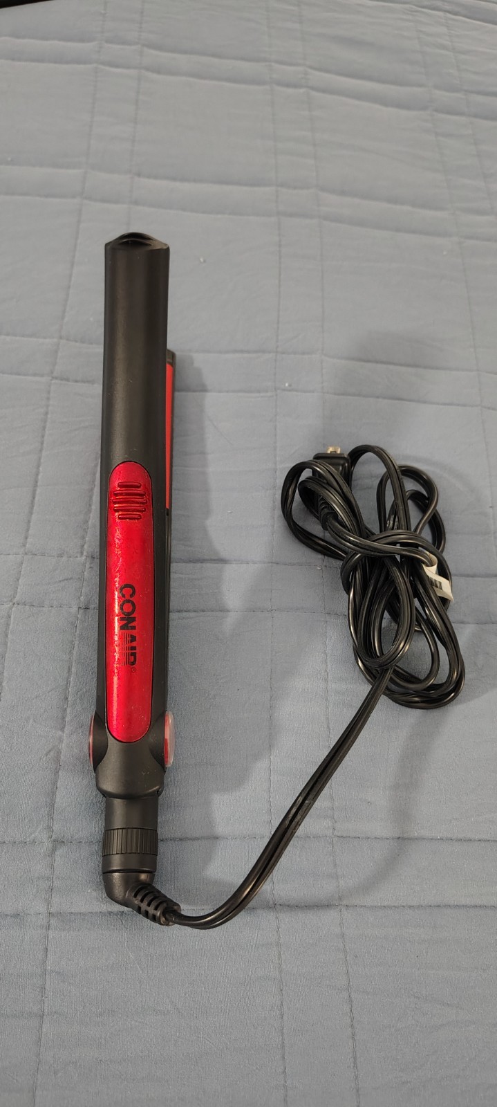 Conair Flat Iron Hair Straightener, Electric Corded, Black/Red