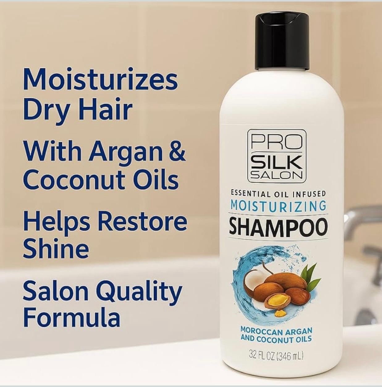 Pro Silk Salon Shampoo & Conditioner Set, Essential Oil, Argan Coconut 32 oz