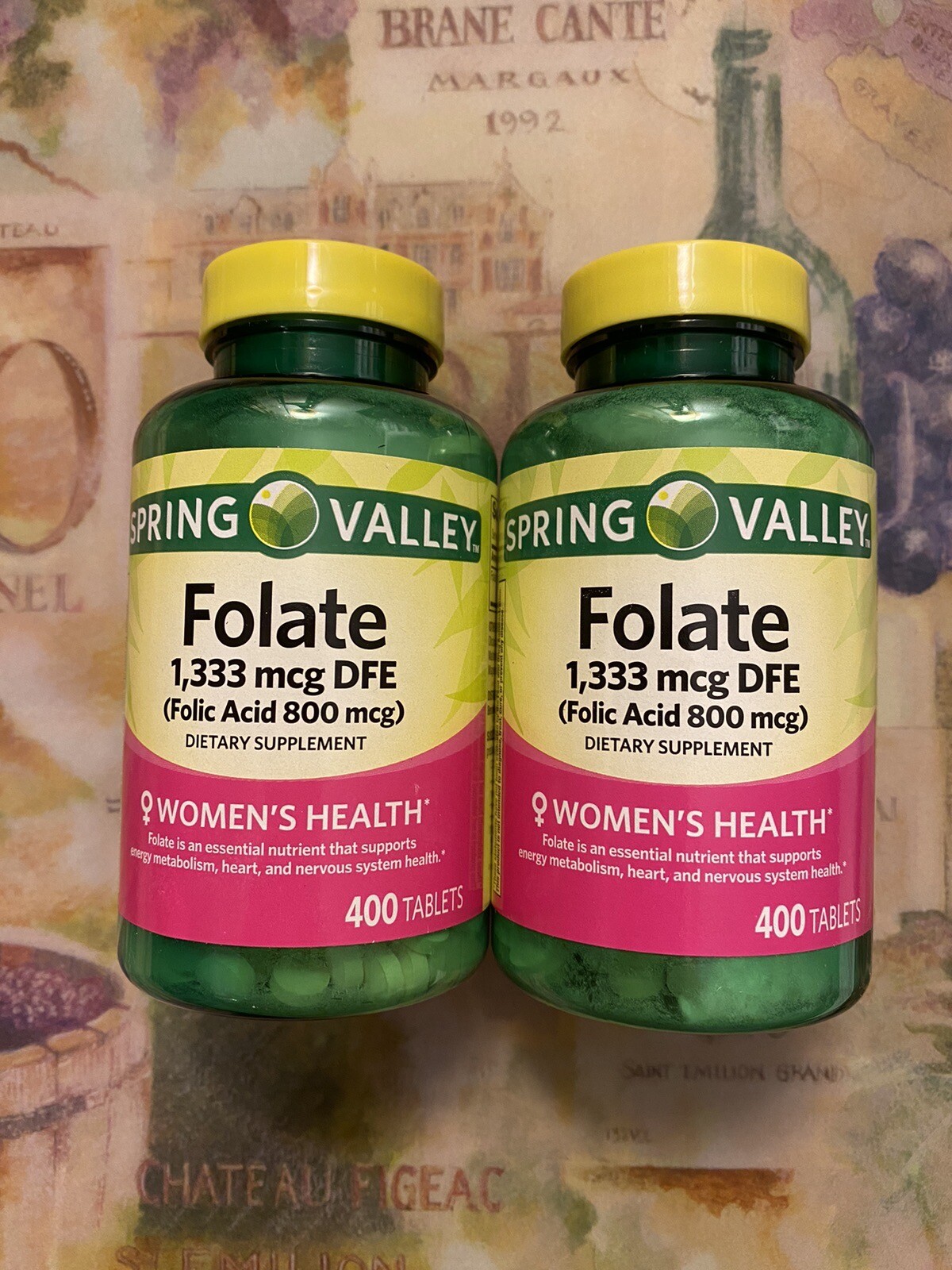 *2 PK*Spring Valley FOLIC ACID 800 mcg Supplement FOLATE 1333 mcg 400 ct~02/2027