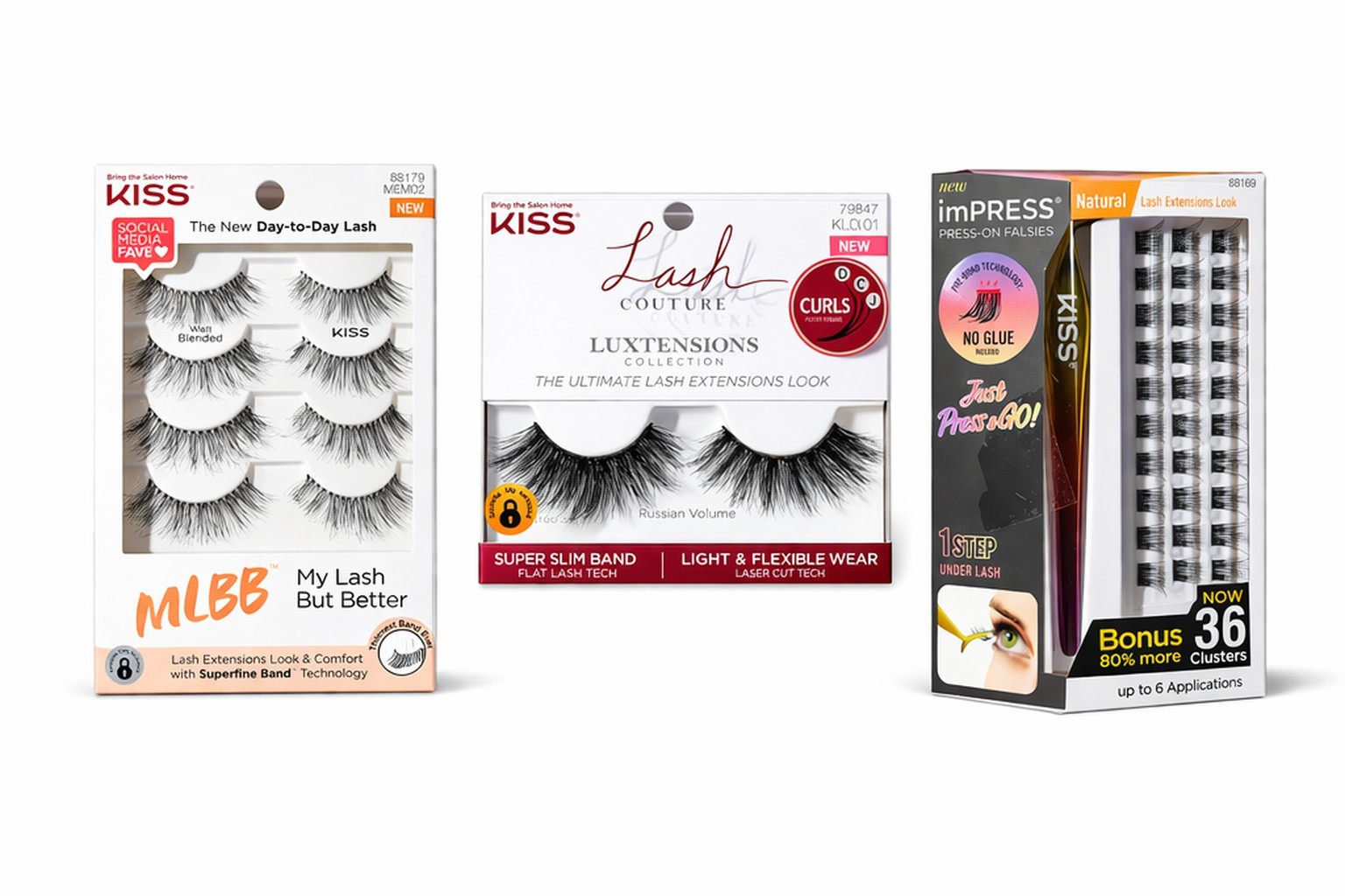 💋 ⭐ KISS Lash Bundle MLBB 4-Pack + Luxe Extensions + Impress Kit
