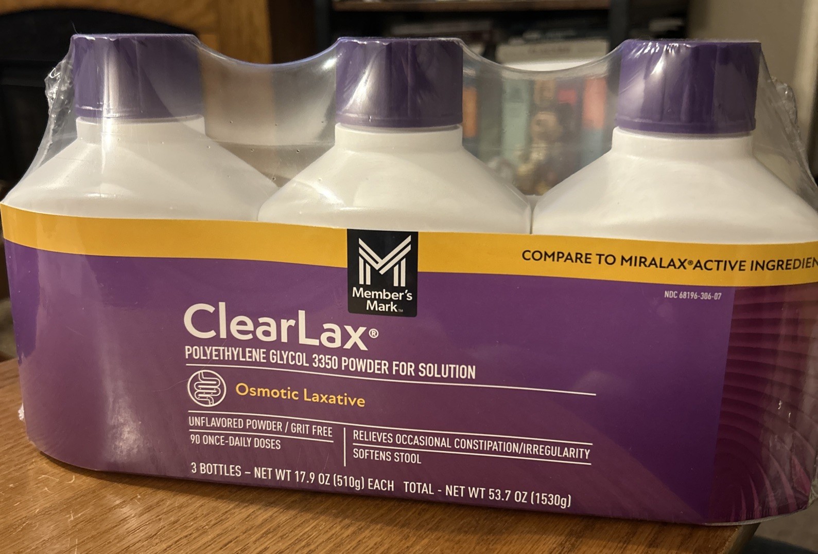 Member’s Mark ClearLAX Polyethylene Glycol 3350 Powder, 17.9 oz., 3 pk