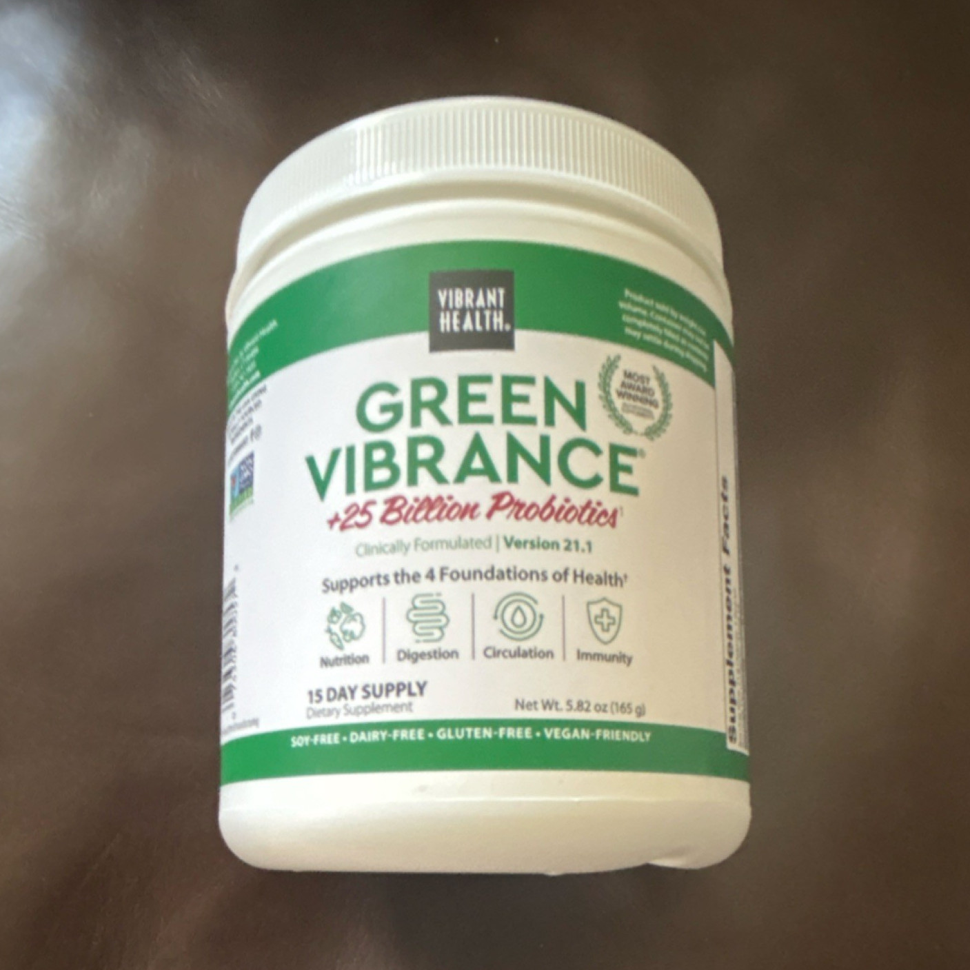 Vibrant Health Green Vibrance Probiotics Powder 5.82 oz Exp 05/2028