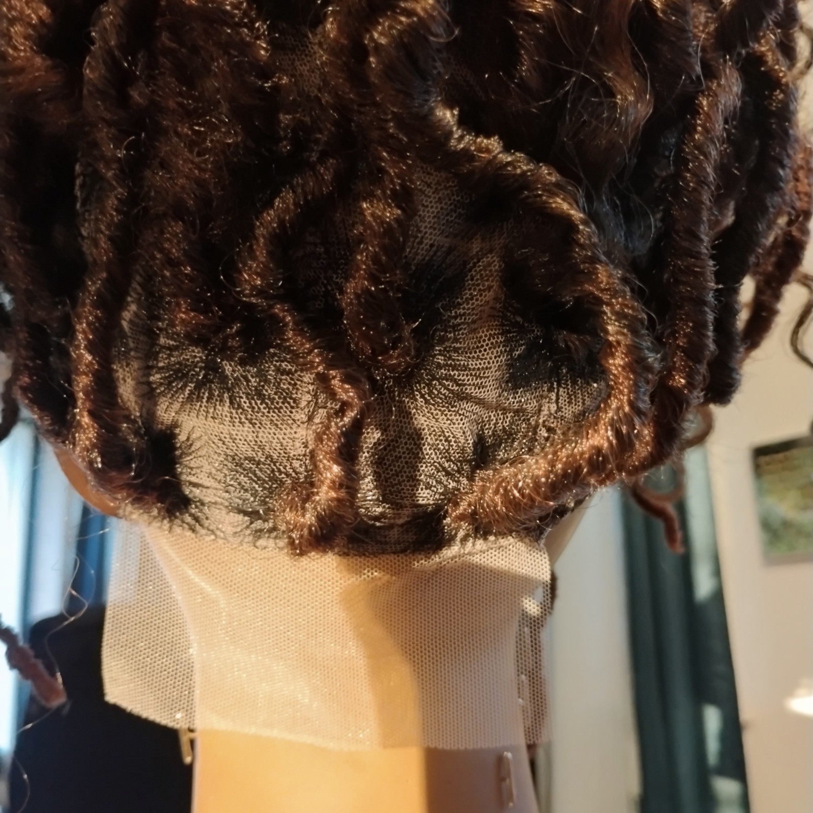 Full Lace BohoFaux Locs Dreadlocks Wig Synthetic Dark Brown/Auburn 21-30in
