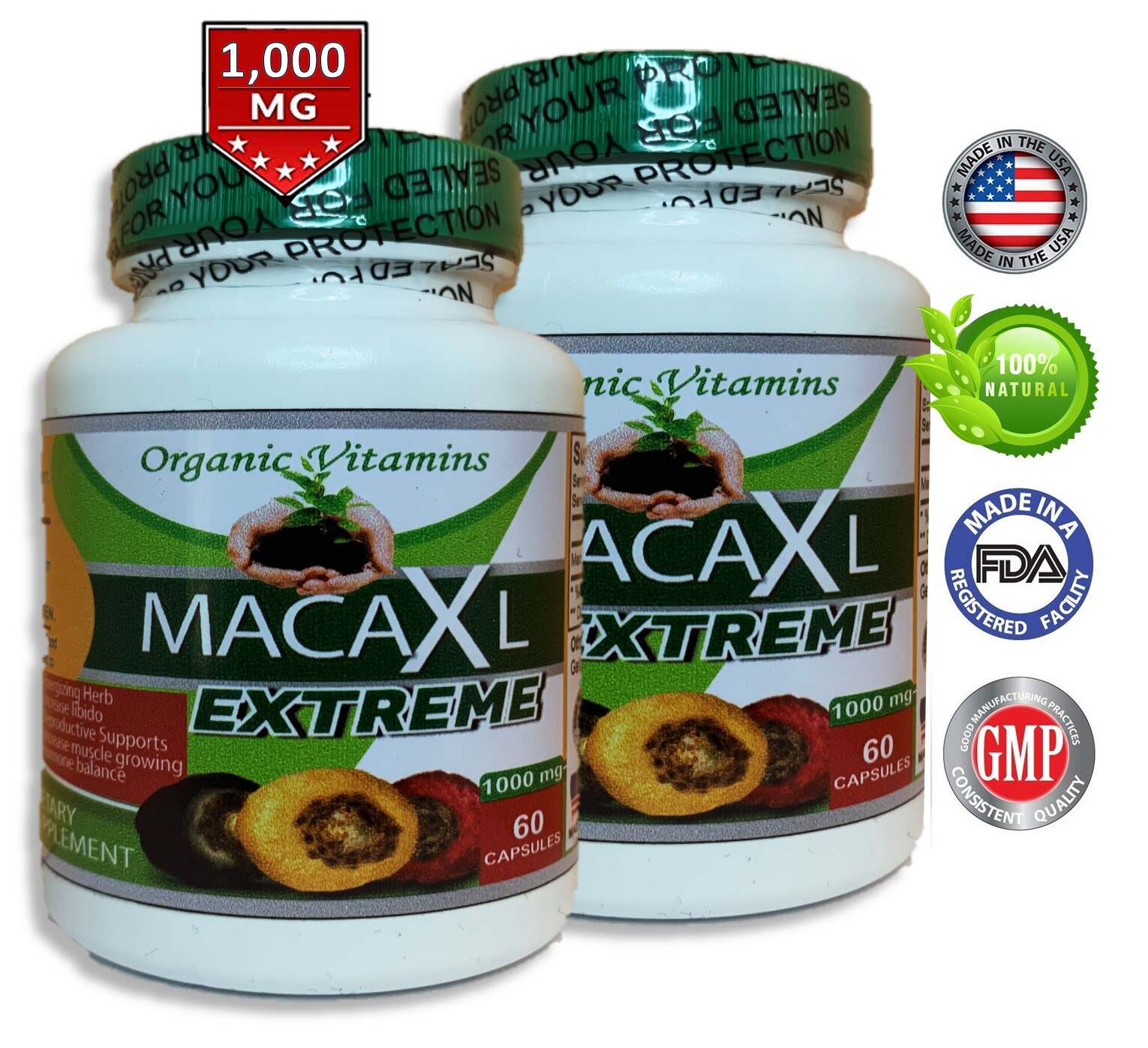 Organically Grown Maca Root Energy Libido memory supplement unisex 120