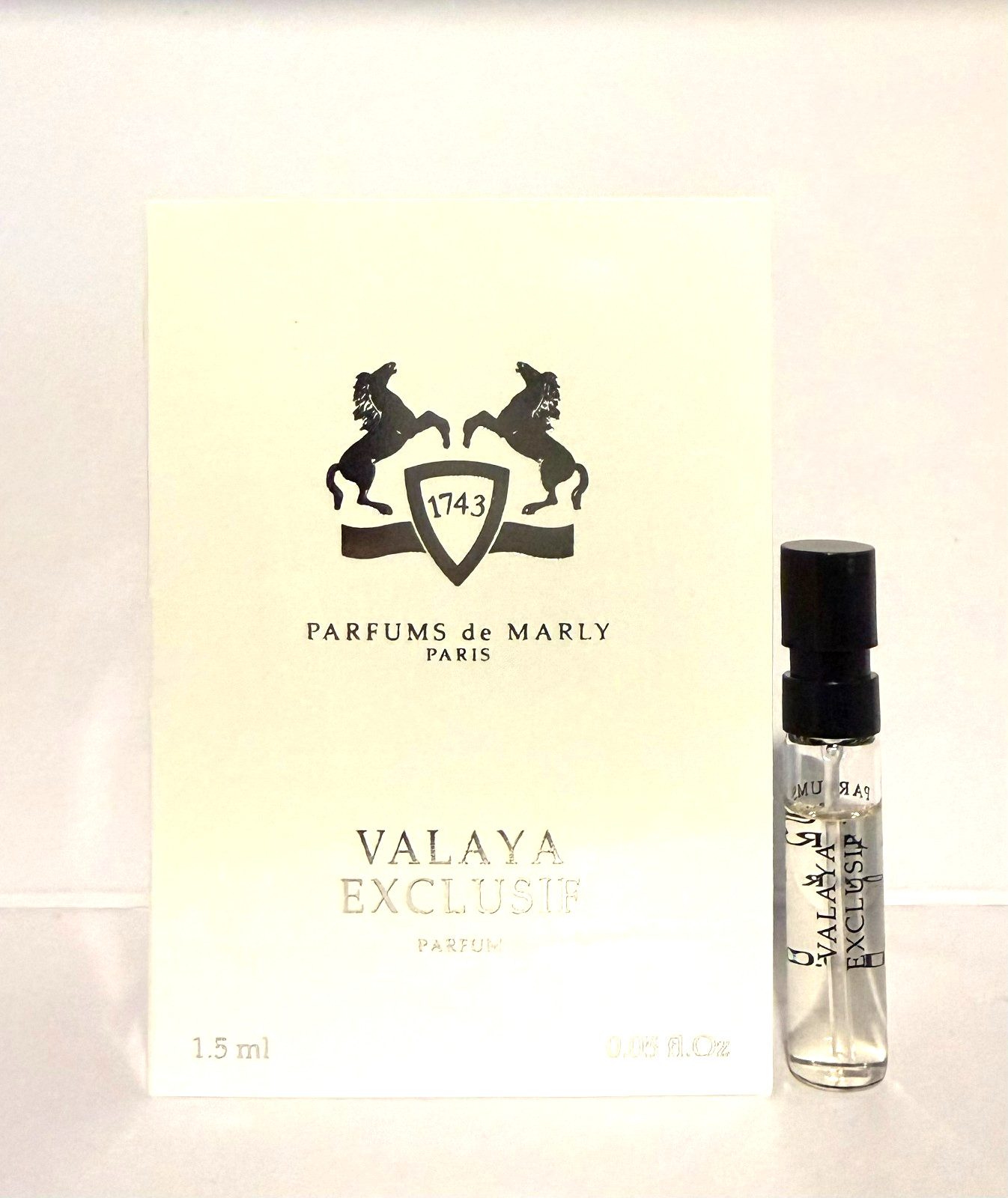 PDM Parfums De Marly VALAYA EXCLUSIF PARFUM Official Carded Sample Cologne 1.5ml