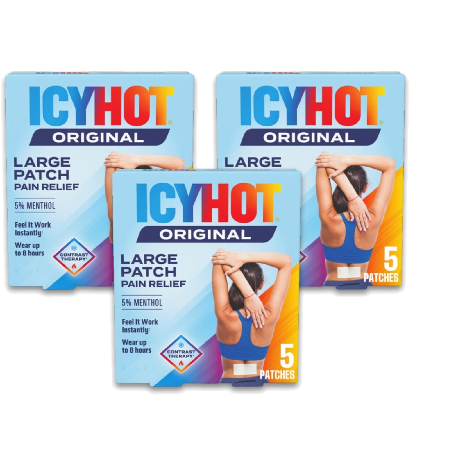 Fast-Acting Pain Relief Patches with 5% Menthol – 15 Count, Large Size