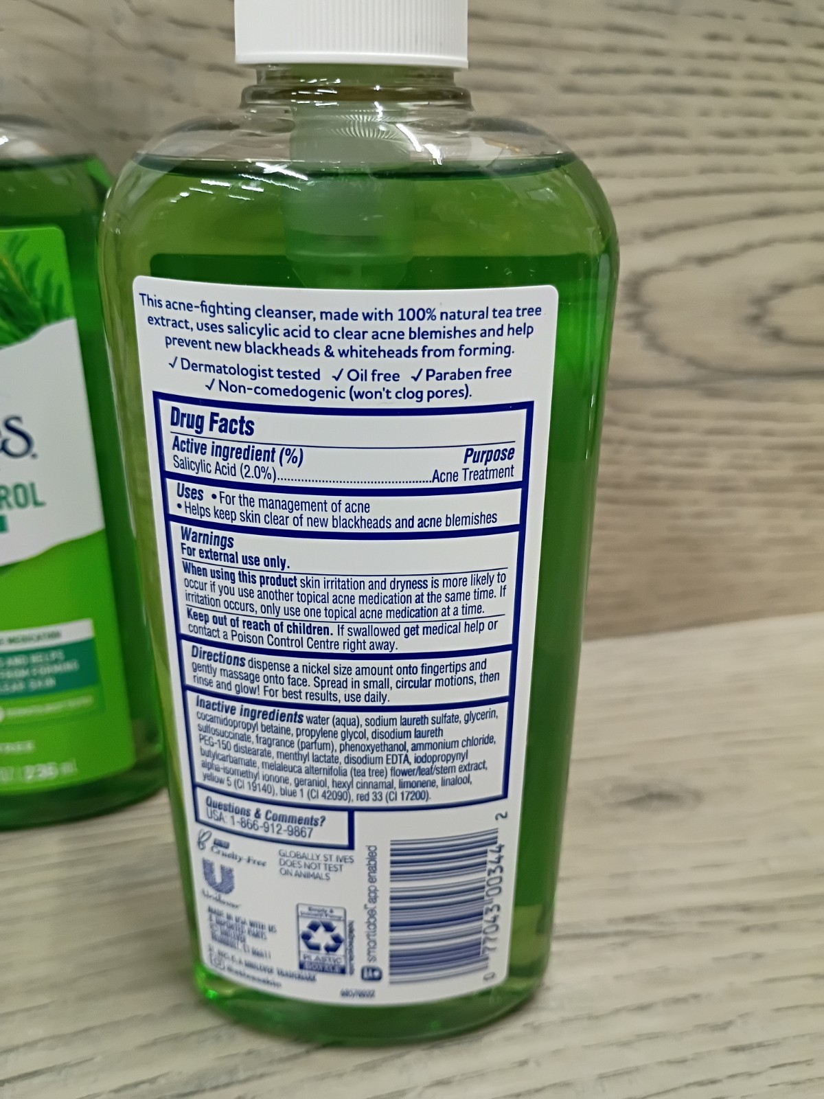 3 pack St. Ives Solutions Acne Control Cleanser Tea Tree 8 fl oz / 236 mL Each