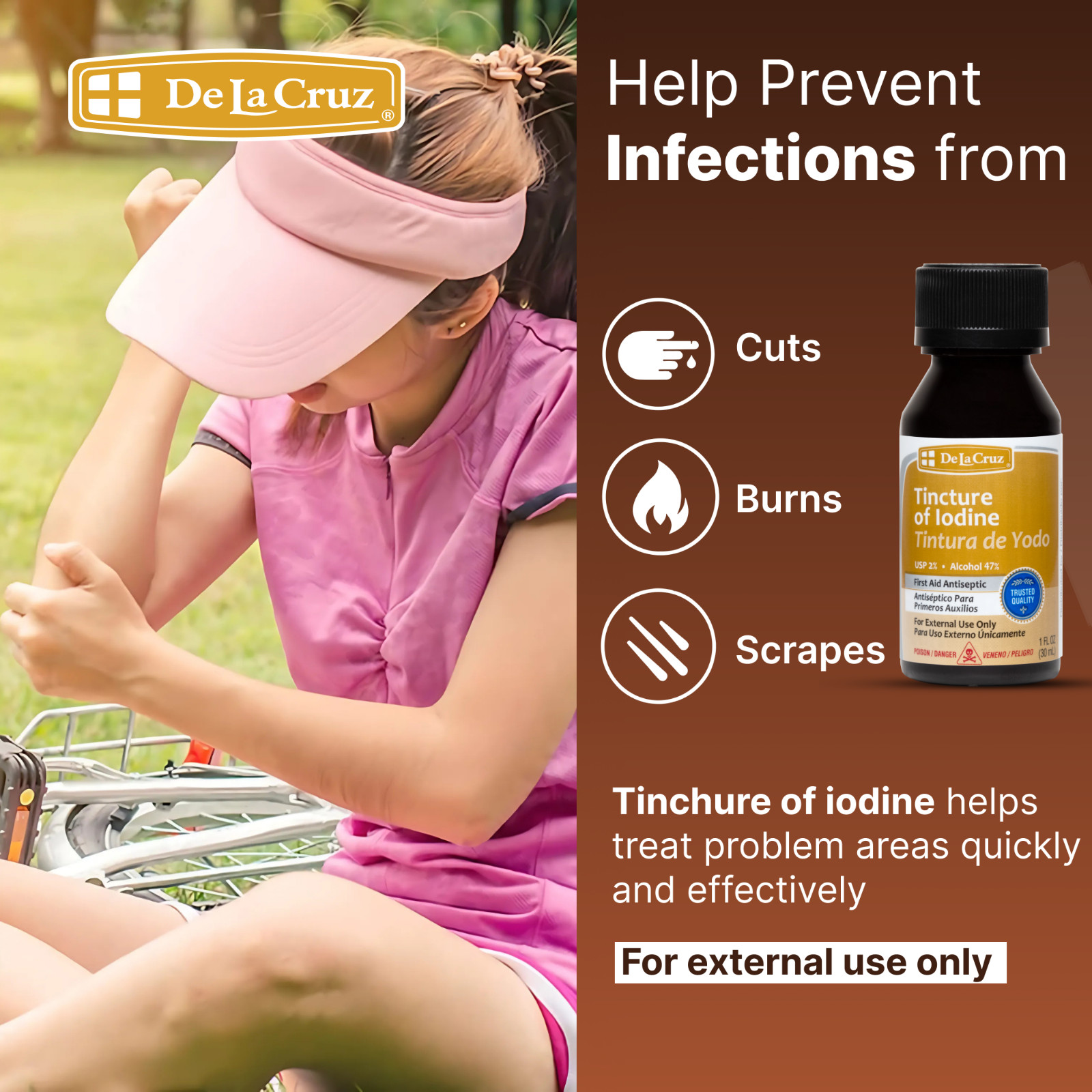 De La Cruz Tincture of Iodine, Made in USA, 1 FL. OZ. (6 BOTTLES) Exp. 05/2025