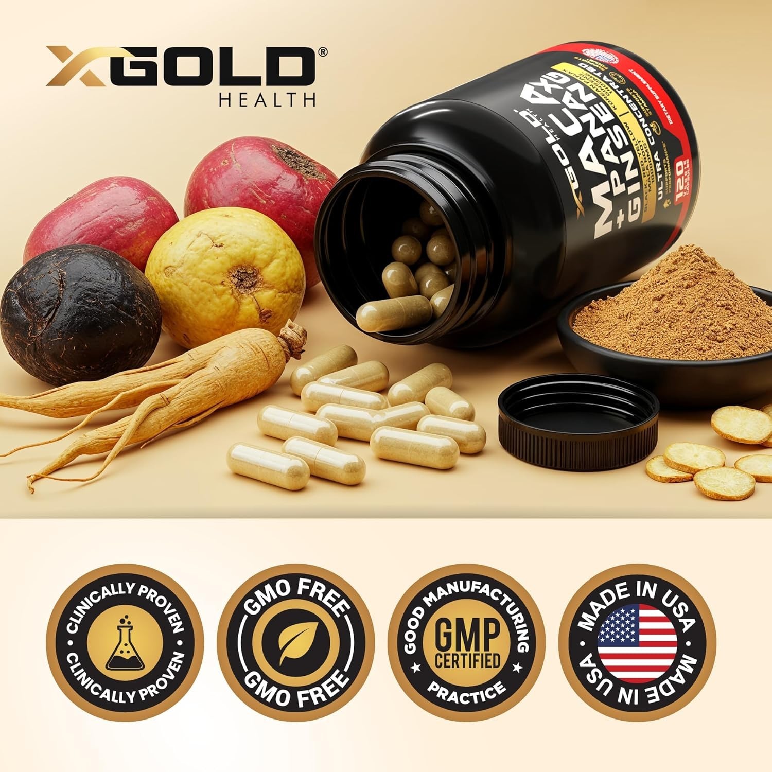 Extracto 20:1 de cápsulas de raíz de maca + extracto coreano de Panax Ginseng 1