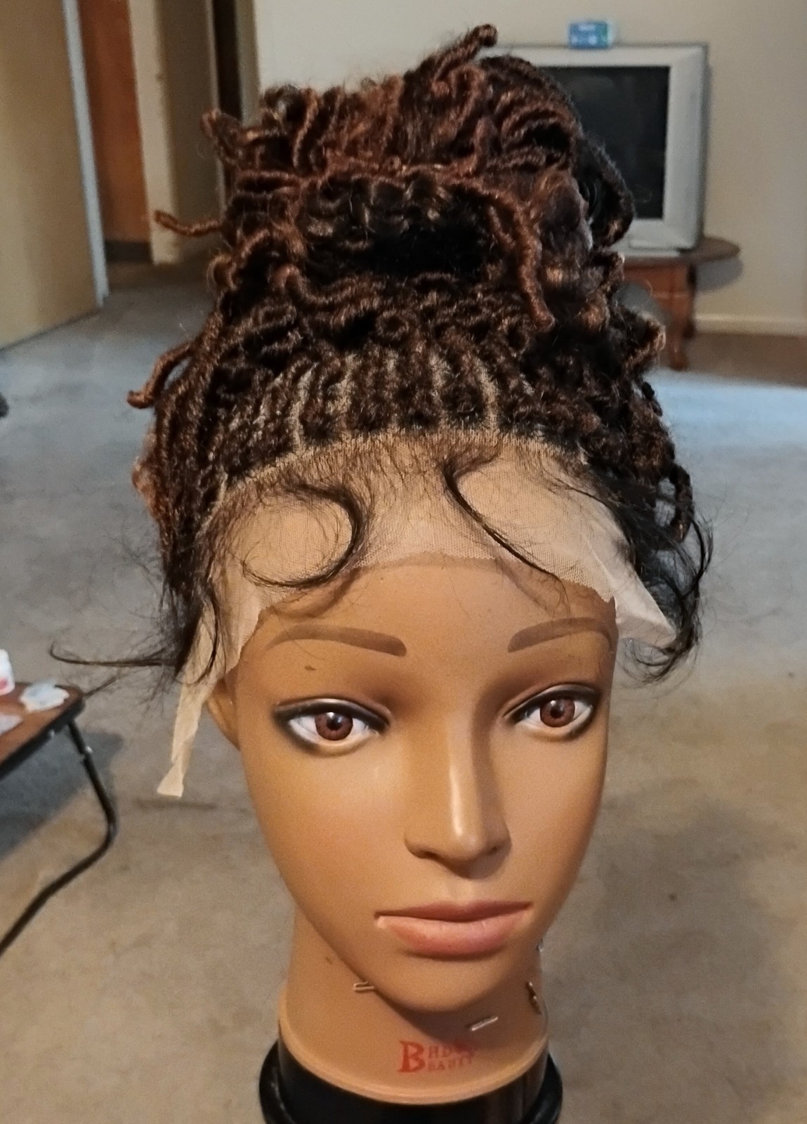 Full Lace BohoFaux Locs Dreadlocks Wig Synthetic Dark Brown/Auburn 21-30in