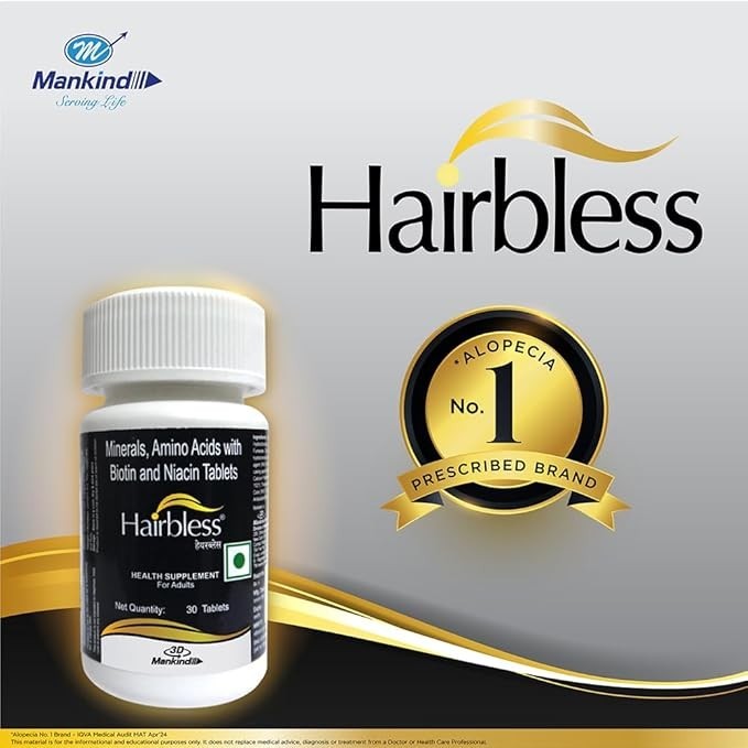Mankind Pharma Hairbless 30 Table for hair growth SF.