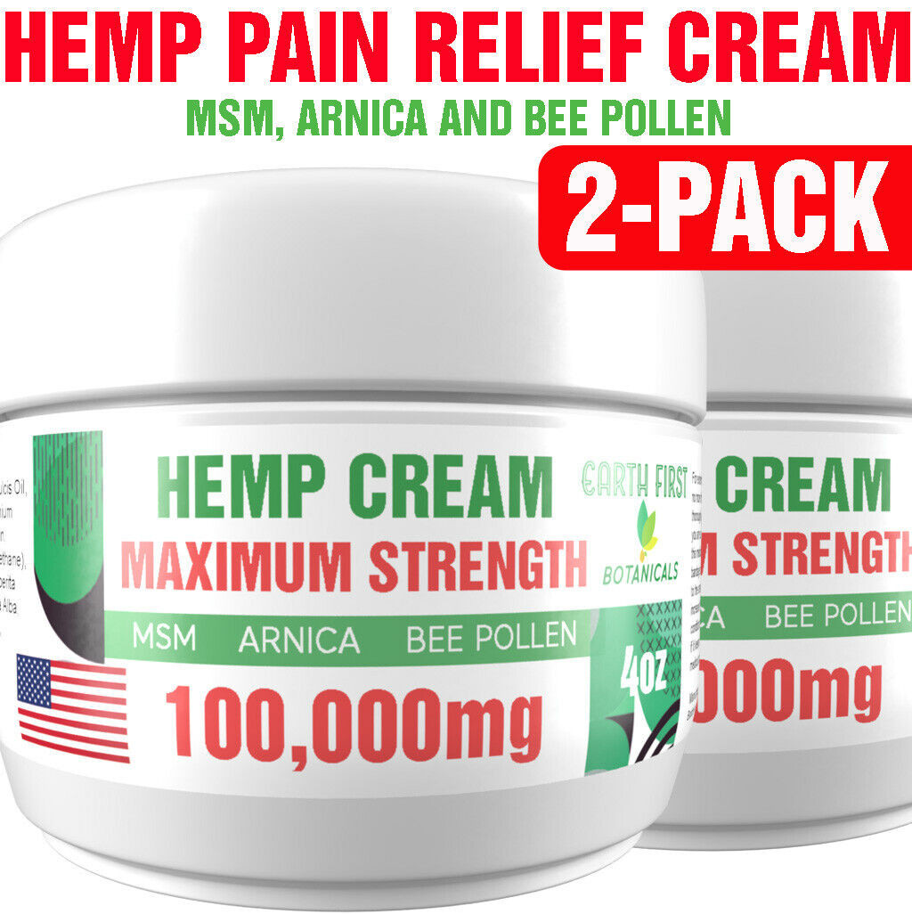 Hemp Oil Pain Relief – Works Fast – (2x 4oz) Made In USA | MSM Arnica Bee Pollen