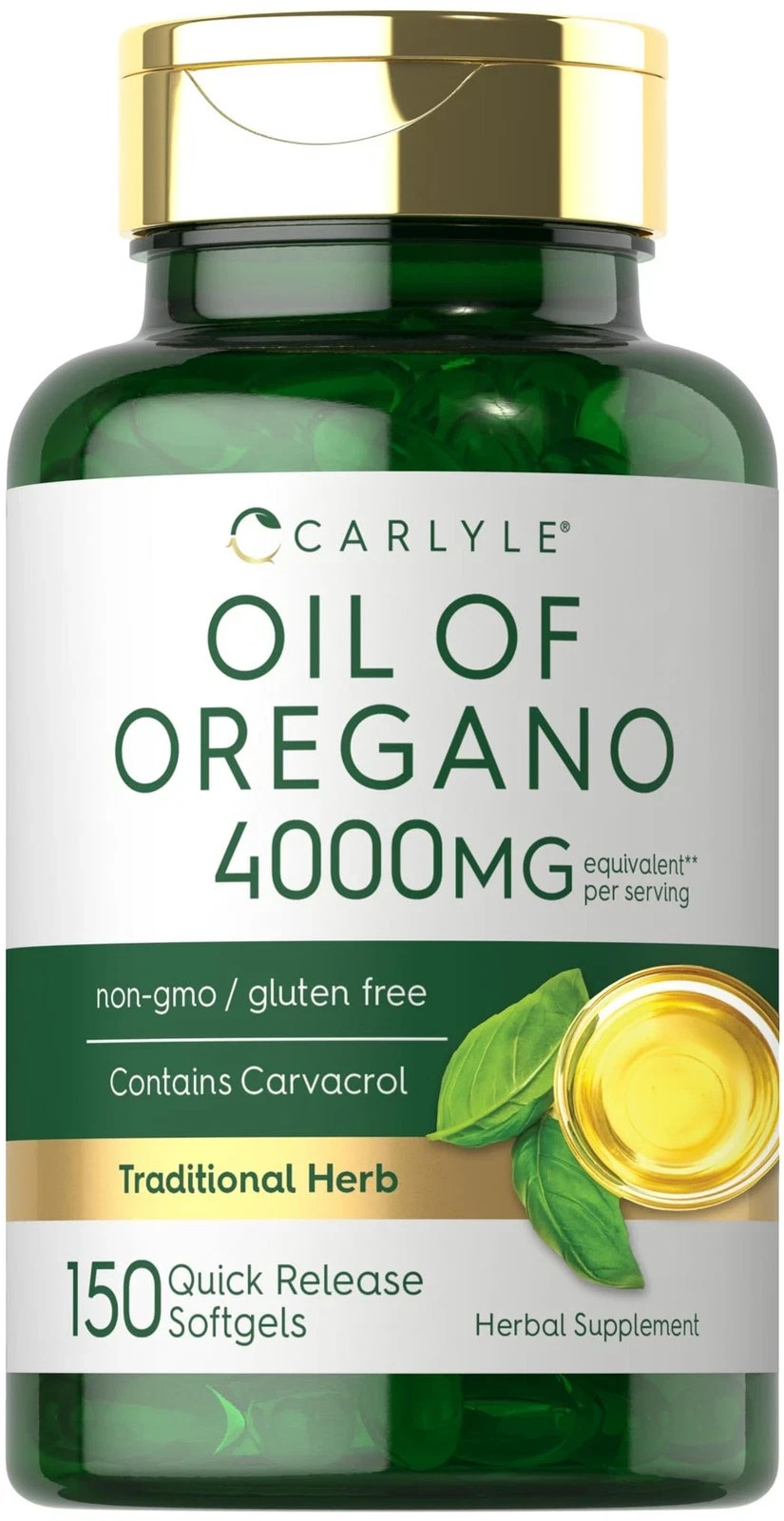 Carlyle 4000mg Oregano Oil Supplement, 150 Softgel Capsules with Carvacrol