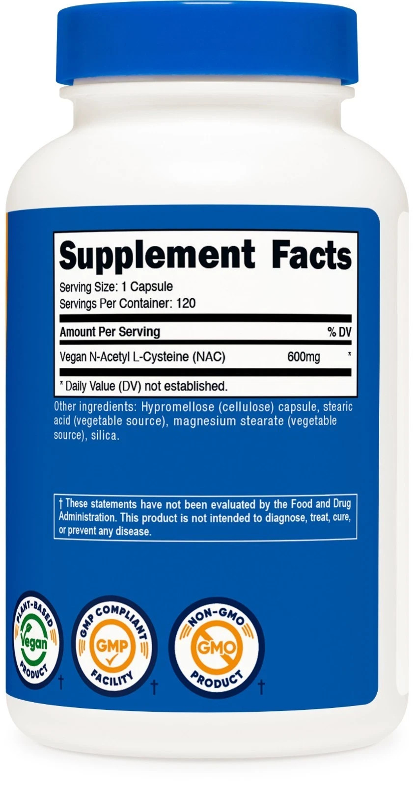 Nutricost N-Acetyl L-Cysteine (NAC) 600mg, 120 Vegan Capsules – Non-GMO New
