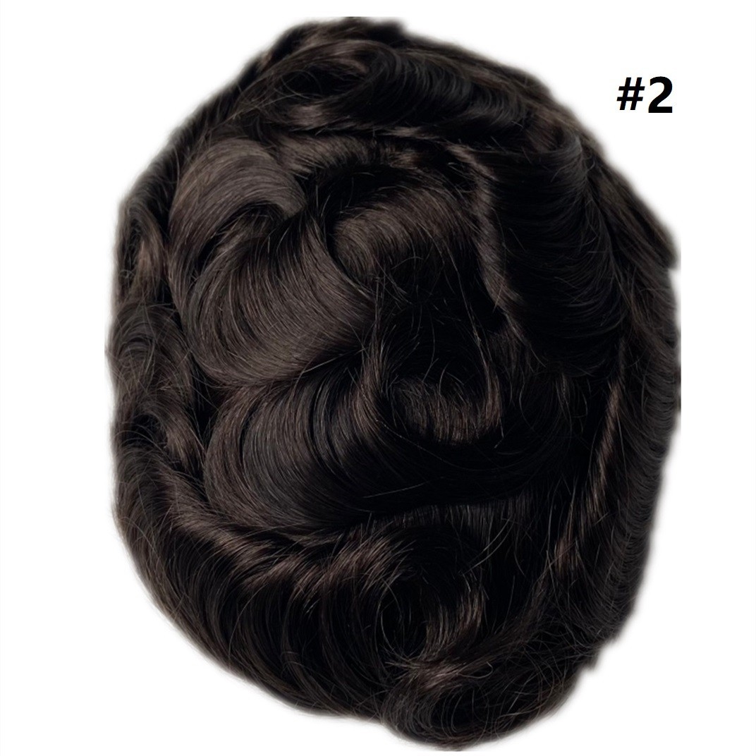 Human Hair Mens Toupee V-looped Front 0.05mm Super Thin Skin Hair Replacement