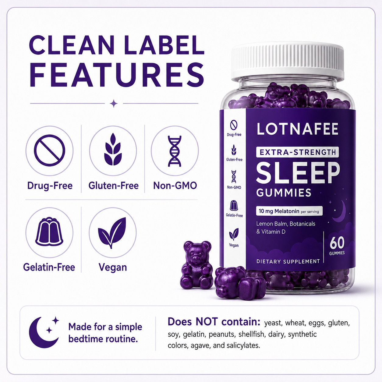 Nutritional Supplement, Extra Strength Sleep Gummy – 60 Co