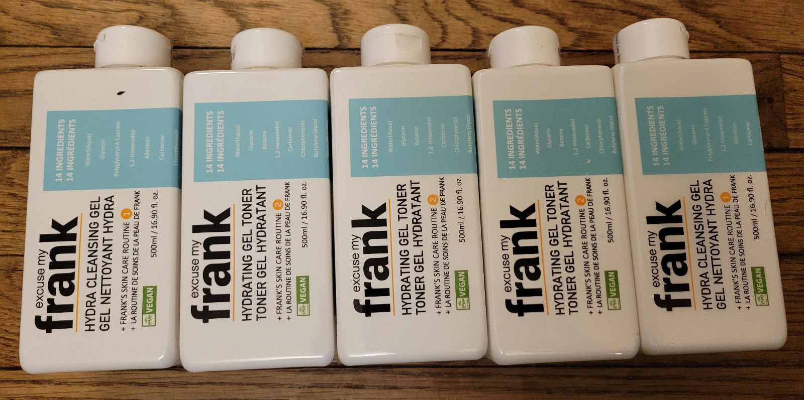 5 x Excuse My Frank Hydrating Gel Toner Sealed 500ml in each exp 2026- 2027