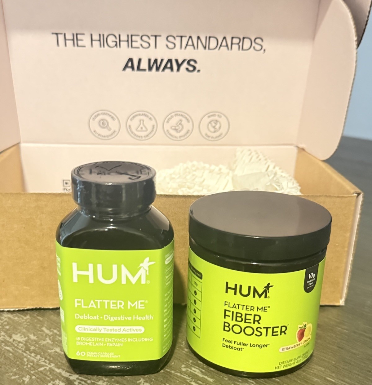 HUM Flatter Me Fiber, Dietary Supplement Prebiotics 4oz. Flatter Me Debloat 60