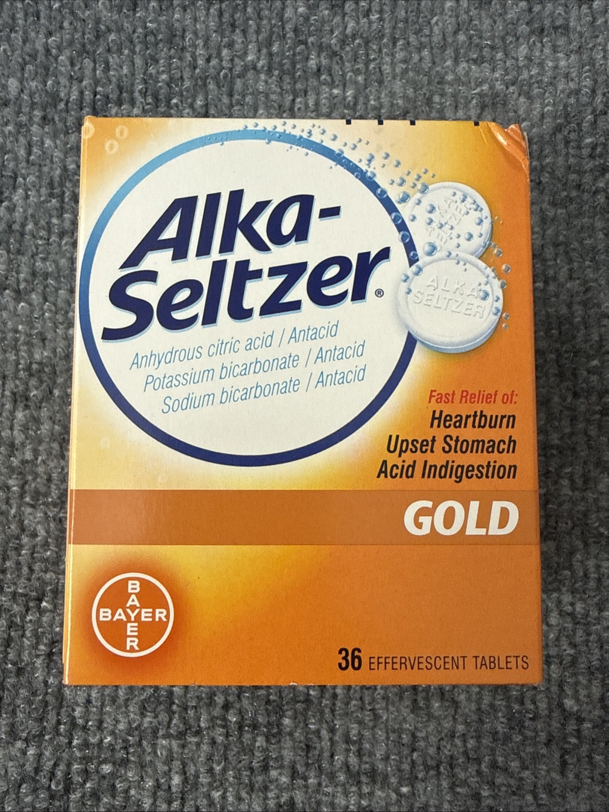 Alka-Seltzer Gold Antacid Heartburn Treatment 1 Box/36 Effervescent Tablet 5/24