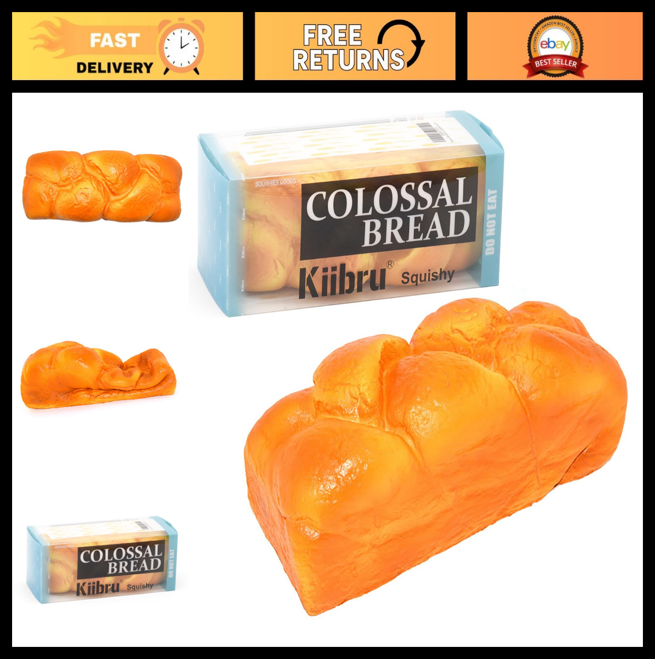 Colossal 7.9″ Squishy English Bread Toy – Slow Rising, Scented Stress Relief Fun